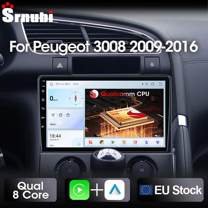 Srnubi 2 Din sans fil CarPlay Android Auto GPS Navigation WiFi BT écran tactile lecteur vidéo pour Peugeot 3008 2009-2016 unité principale