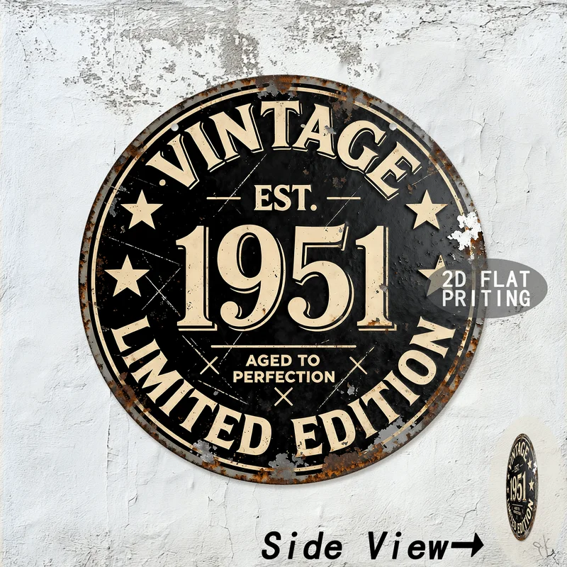 Round Vintage Metal Tin Sign Custom Birth Year Rock Celebration Limited Edition Wall Decor For Garage Bar Home Wall Art