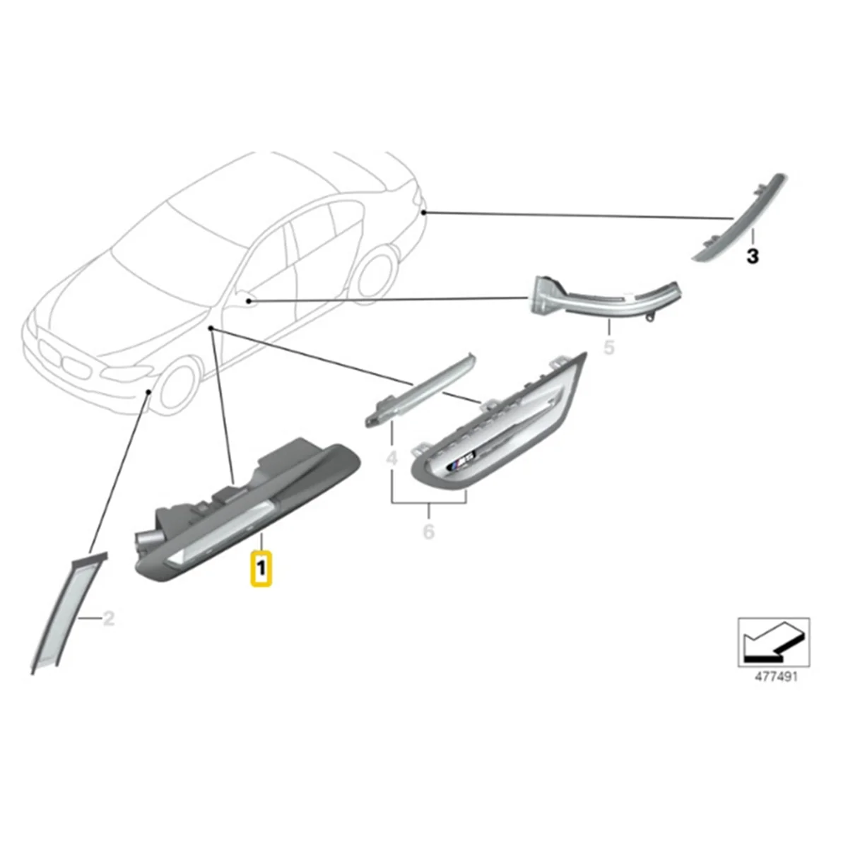 Car Side Marker Fender Light 63137154169 63137154170 for BMW 5 Series F10 F11 F18 2011-2013 Auxiliary Turn Signal