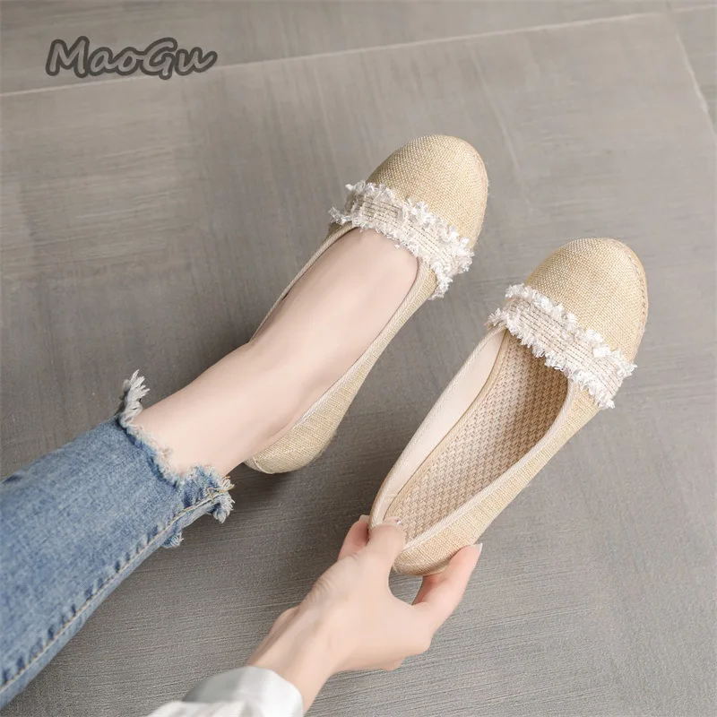 

Women's Espadrille Wedges Shoes Round Toe Slip-On Casual Shoes Breathable Summer Lightweight Footwear Daily Pumps Size 34-42