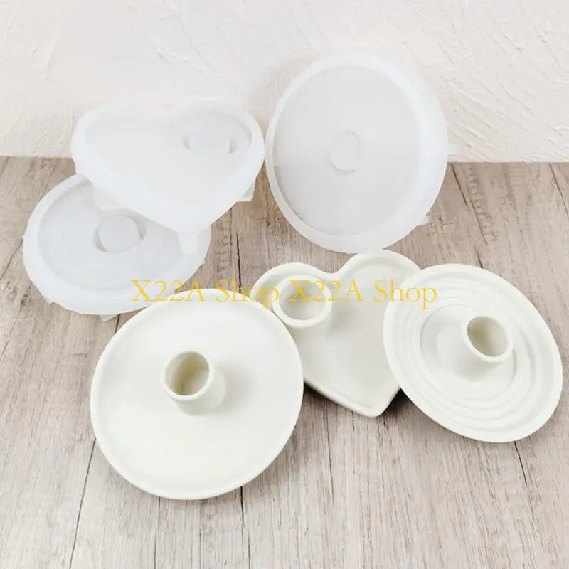 

Unique Candlestick Silicone Mold Heart Gypsum Plaster Mold Lipstick Holder Tray Mold