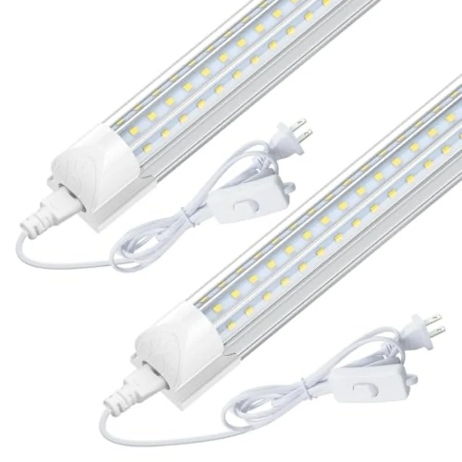 

CNSUNWAY Led Shop Lights 4Feet D Shape LED Light 50W 7500LM 6500K Daylight White Garage Light Linkable Clear Cover T8 Integrate