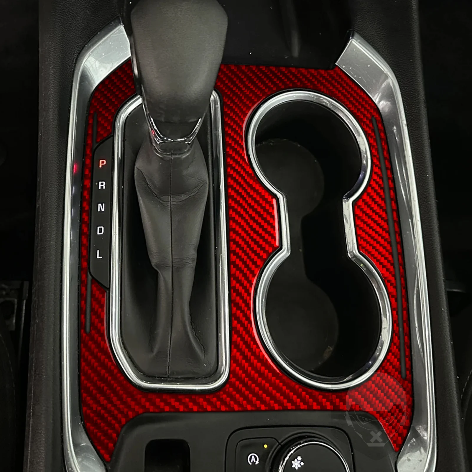 

For Chevrolet Traverse RS LT 2018-2023 Red Carbon Fiber Gear Shift Water Cup Holder Panel Cover Trim Car Accessories Sticker