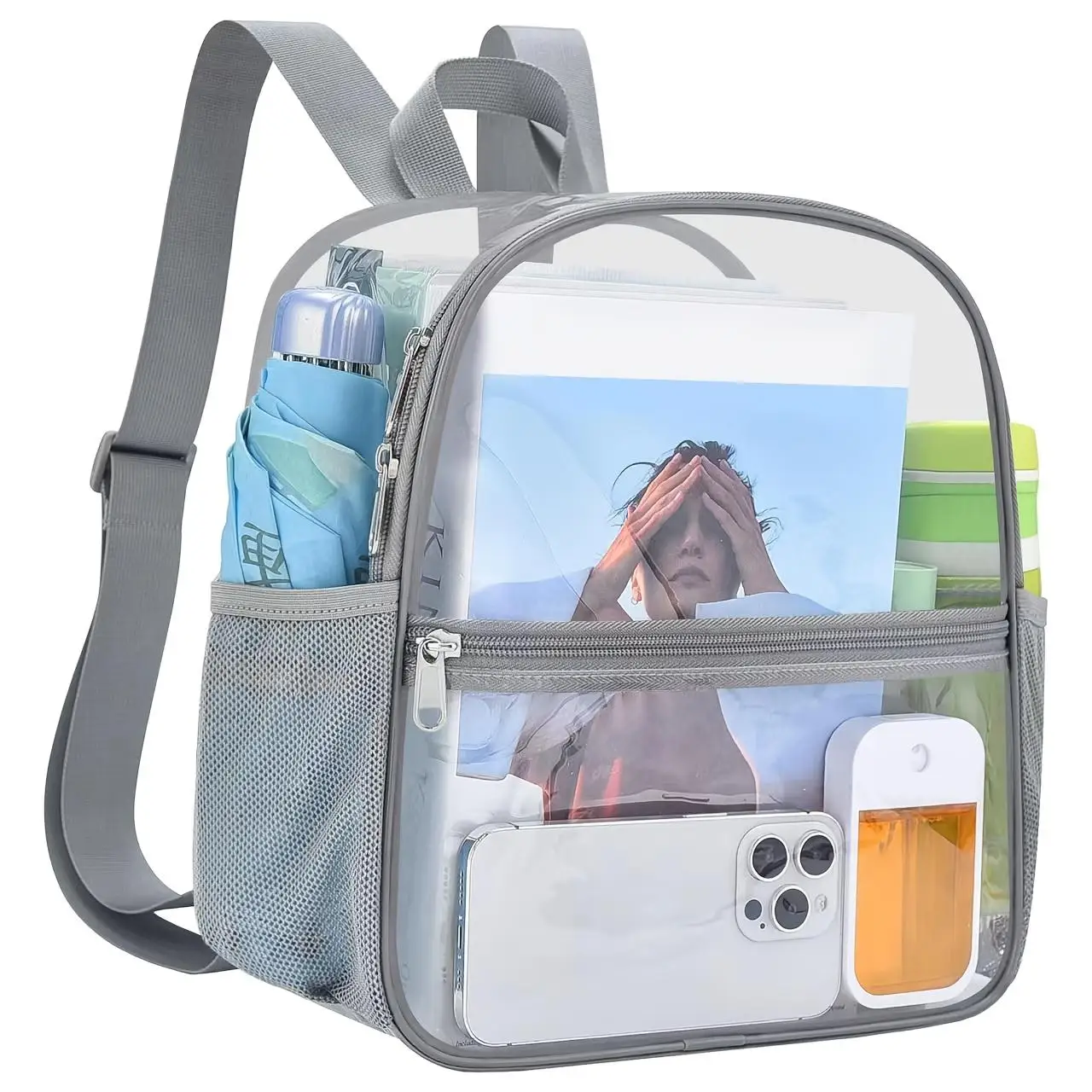 Mochila transparente para estádio aprovada, bolsa transparente à prova d'água para eventos de estádio e eventos esportivos de trabalho de concerto