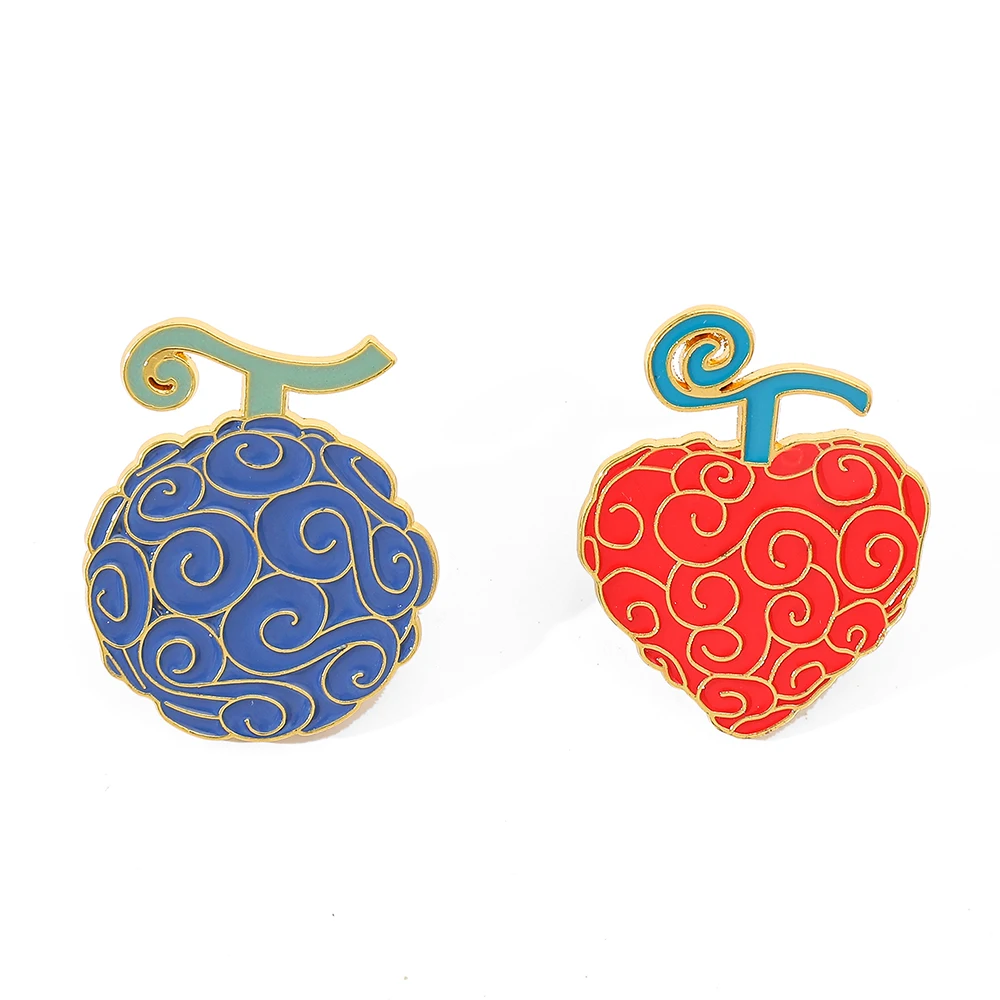 2 Pcs Anime Gum Gum Fruit Brooch Set Creative Operation Enamel Lapel Badge Backpack Shirt Clothing Pins Jewelry Accessories Gift