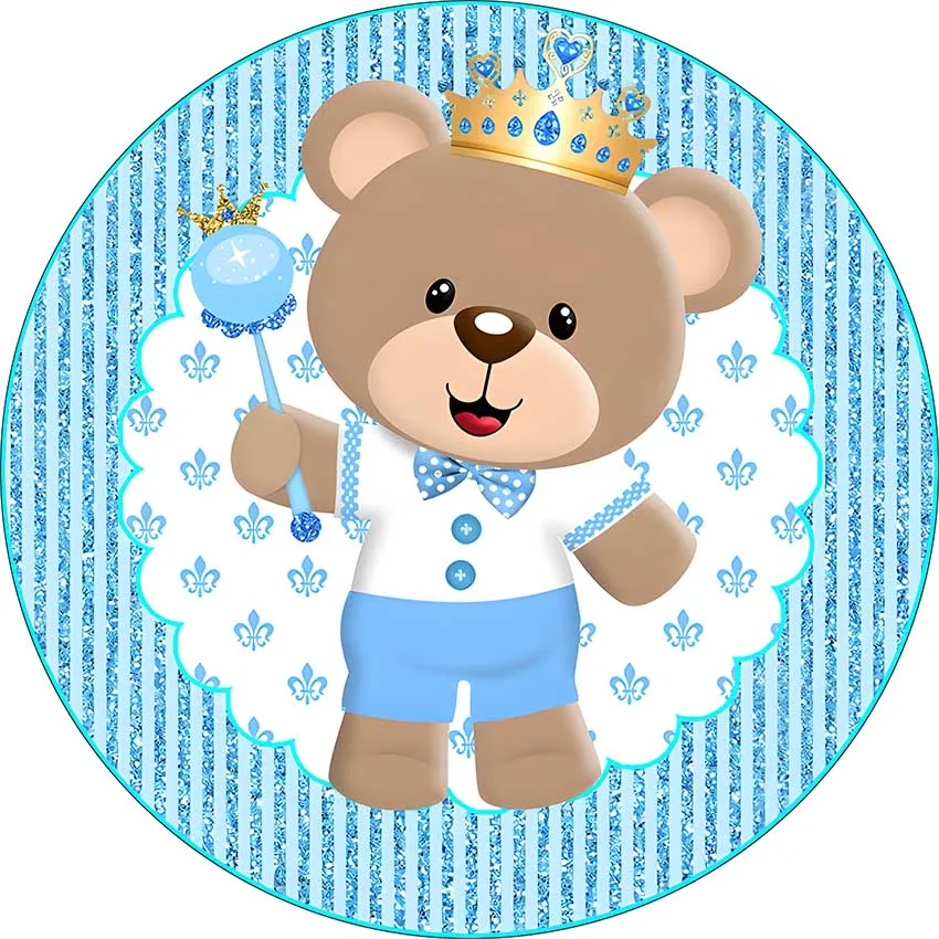 Мехофонд круглый фон милый медведь для новорожденных на день рождения розовый синий декор детский душ портрет принц фон принцессы