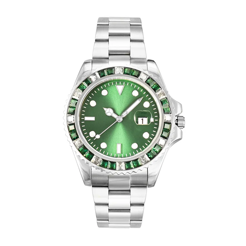 Official free shippingPopular Swiss Brand Colored Green Water Ghost Diamond Steel Strap WaterproofMen's Watch