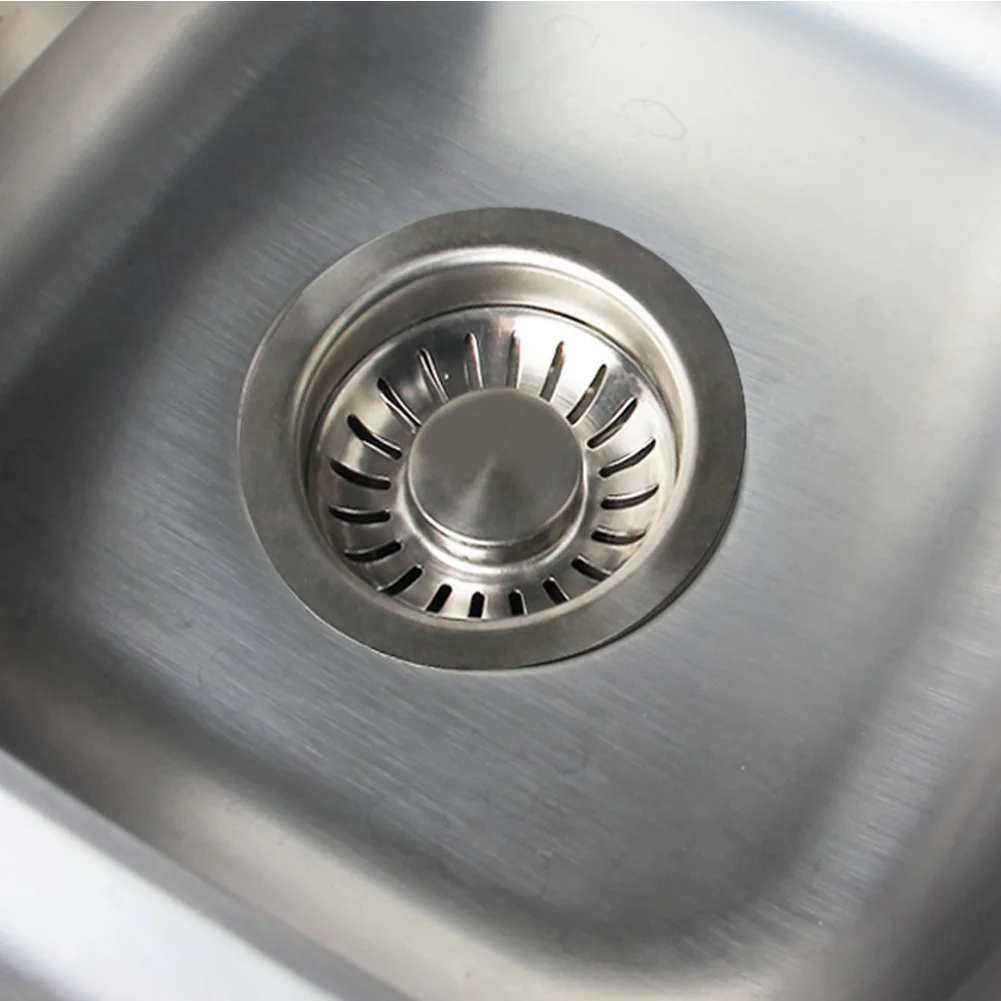 Kitchen Sink Rear Drain Pipe 114mm Back Drainage Strainer With Dual Filter, Stainless Steel, Washing Sink Drainage Accessories