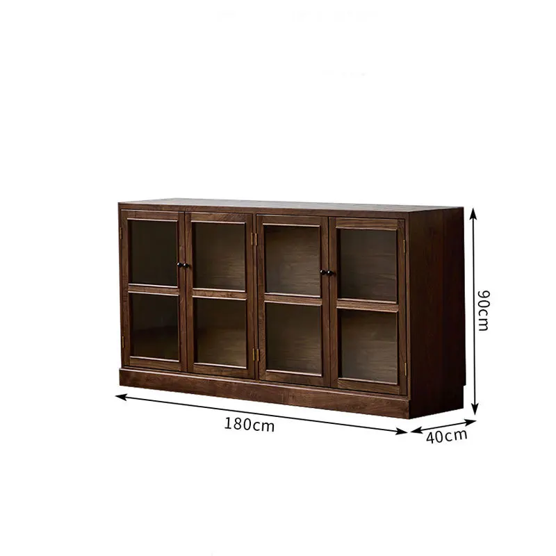 

Black walnut side cabinet Solid wood medieval tea glass locker