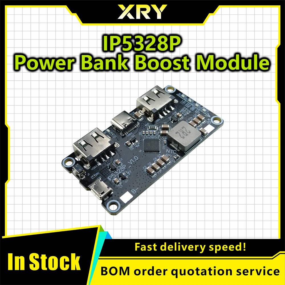 XRY IP5328P Dual USB 18650 Battery Charger Treasure Tpye-c 3.7V Step Up Fast Quick Power bank board QC2.0 QC3.0 Charger module
