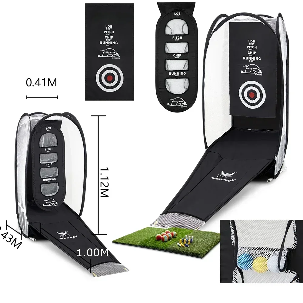 cross-borderDirect salesGolf Swing Trainer Wedge Practice Net Foldable with Golf Mat Ball Feeding