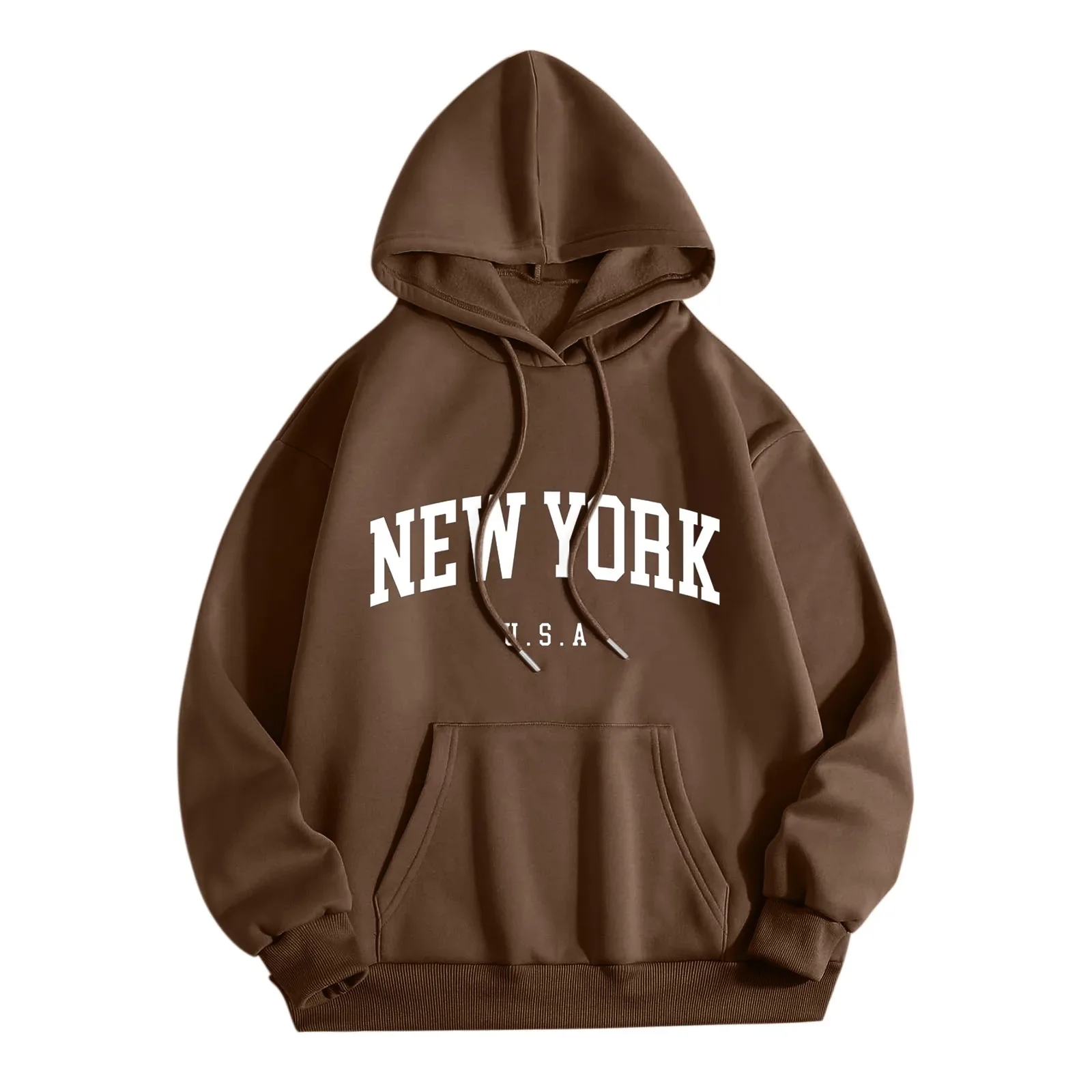 New York Letter Printrd Streetwear Sweatshirt For Men Fashion Oversized Clothing Personality Soft Letter Print Casual Hoodies