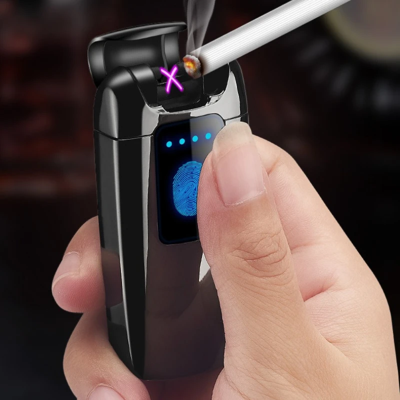 

Smart Touch Dual Arc Plasma Lighter,USB Rechargeable,LED Power Display,Fingerprint Sensor, Windproof Lighter, Unique Gift
