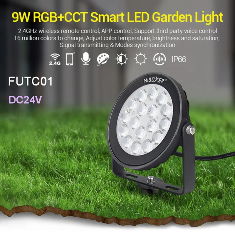 Imagem -03 - Miboxer-impermeável Led Lawn Light Rgb Mais Cct Jardim Luz Iluminação Exterior Futc01 24v Futc02 110v 220v 9w