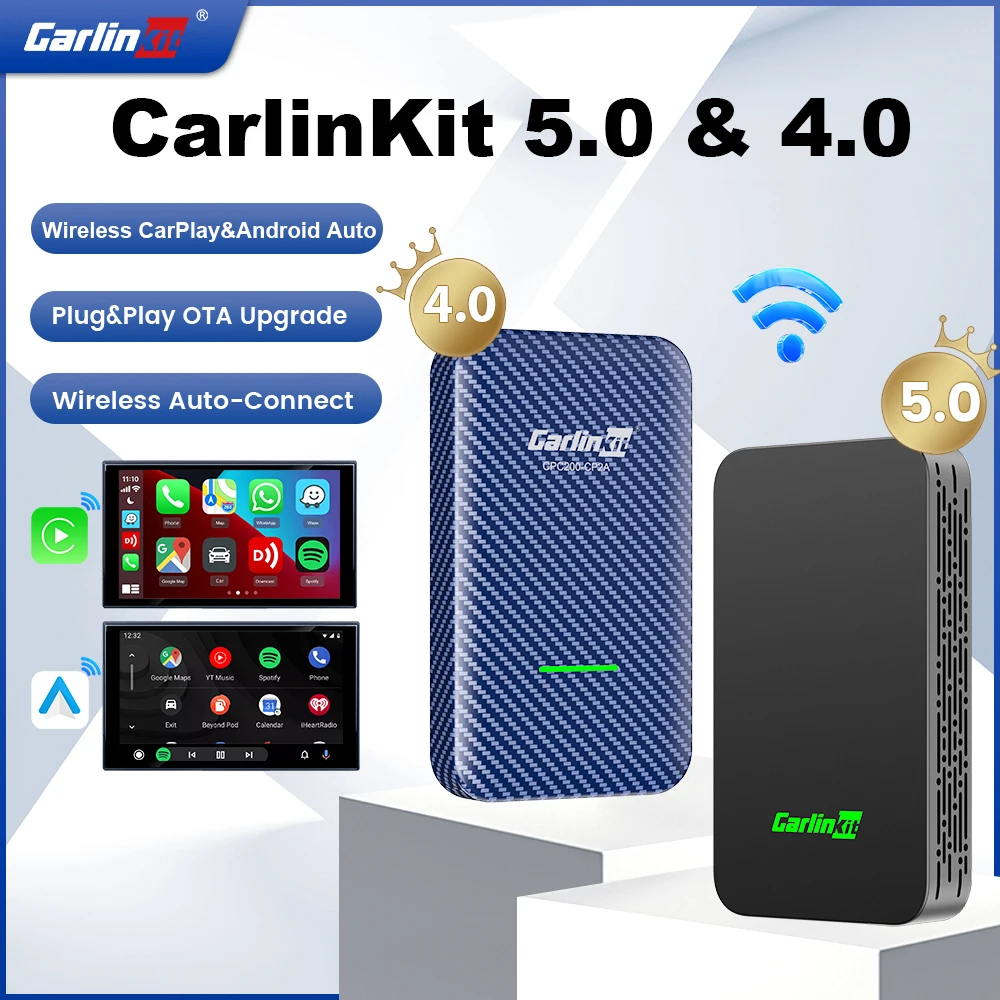 CarlinKit 5.0 CarlinKit 4.0 Smart Wireless Android Auto Adapter CarPlay Wireless USB Dongle Plug And Play Bluetooth Auto-connect