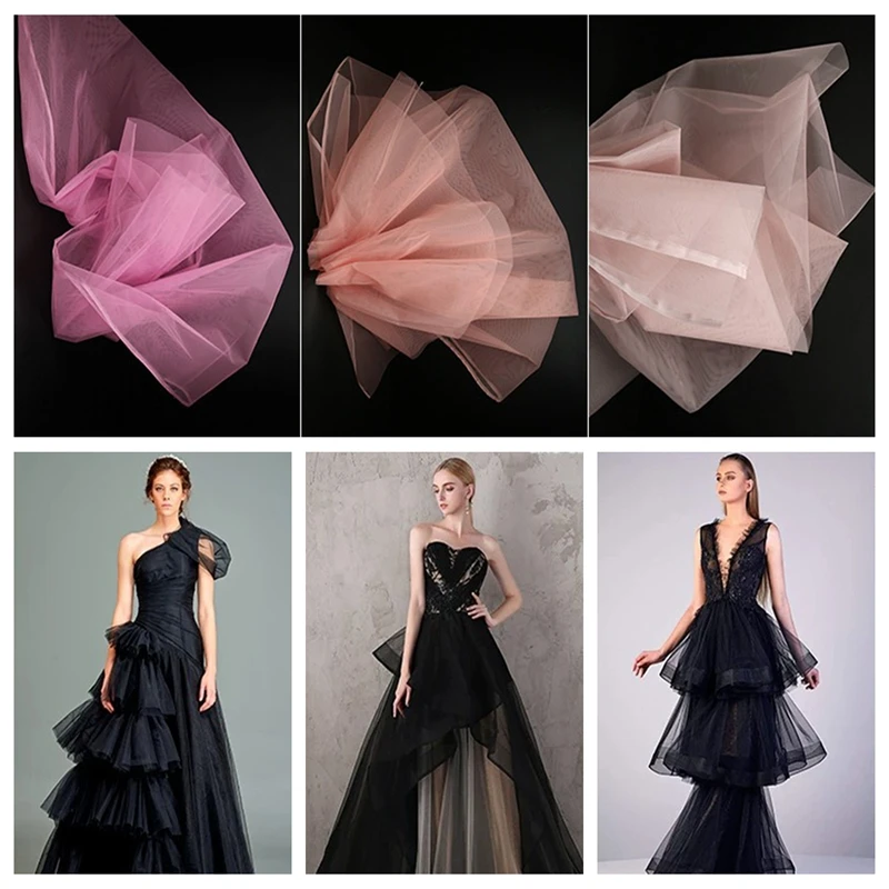 Stiff Solid Color Tulle Fabric By The Meter for Clothing Puffy Skirts Petticoats Stage Costumes Sewing Breathable Designer Cloth