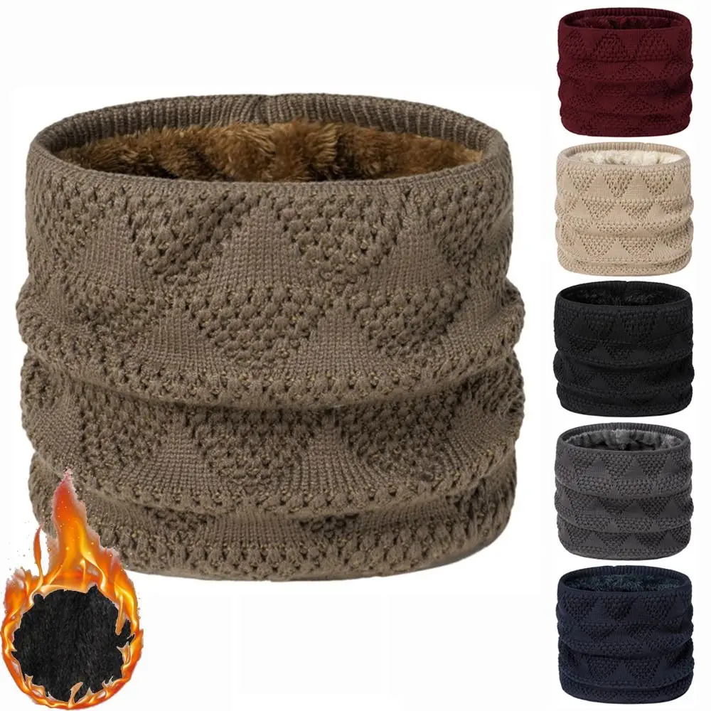 Fashion Soft Knitted Warm Scarves Thick Keep Warm Neck Gaiter Solid Color Plush Mask for Women Men