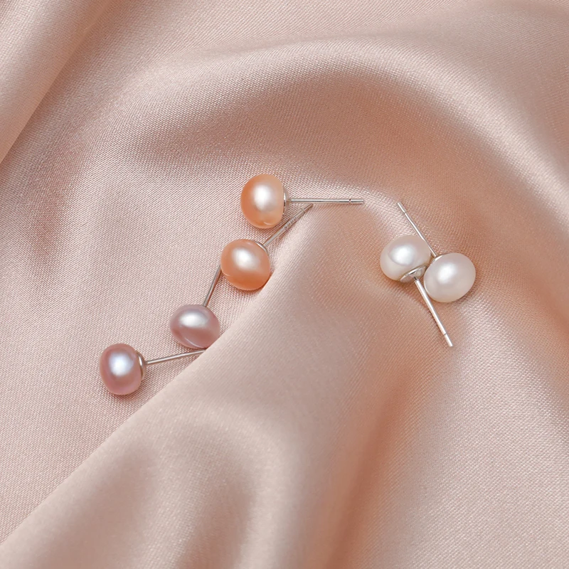 

Серьги-гвоздики из стерлингового серебра 925 пробы с милым жемчугом, модный элегантный круглый дизайн, подарок для девочек, изысканные серьги для женщин