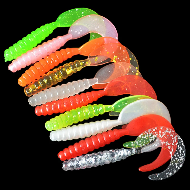 

10/20PCS Jigging Soft Silicone Fishing Lures Bait Jig Shrimp Fishy Smell Wobblers Spiral Tail Artificial Swimbaits Shad Souple