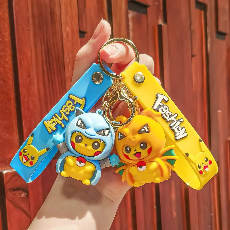 New Pokemon Keychain Pikachu Cross-dressing Charizard Blastoise Gengar Mewtwo Anime Figures Dolls Pendant Backpacks Keychain Toy