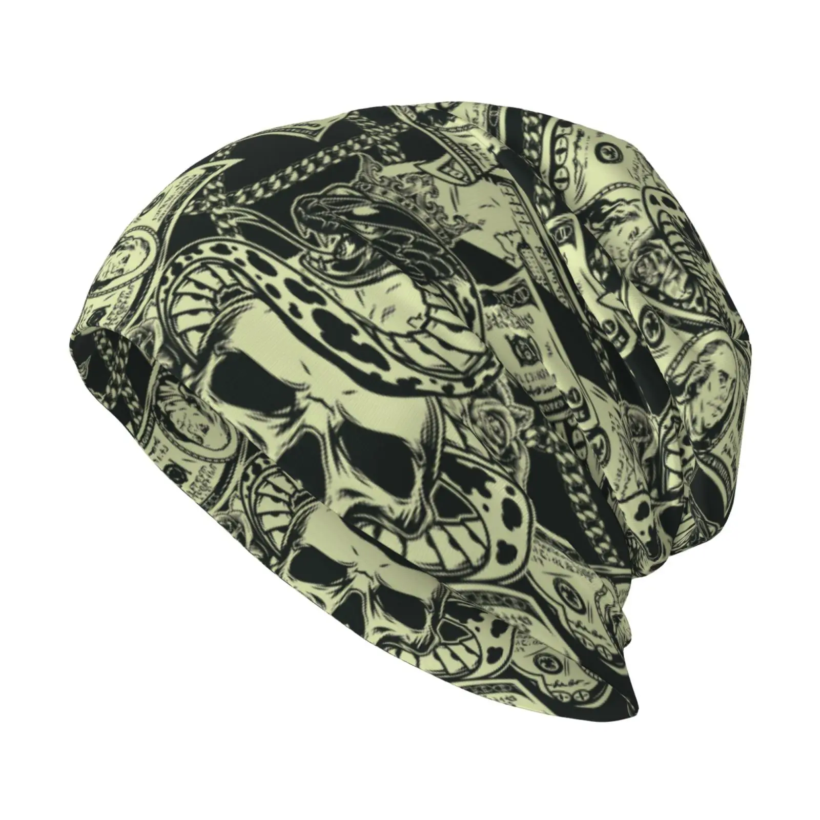 Skeleton Dollar Print Warm and Soft Knitted Hat Lightweight Casual Hat Type Loose Chemotherapy Hat Cancer Patient Headwear Gift