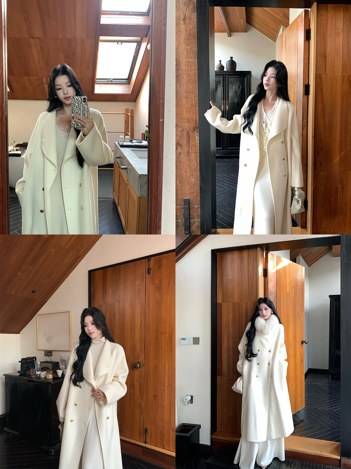 معطف صوفي وصوف فريد وجميل للغاية للنساء في الشتاء العميق، طراز جديد من معطف الورثة الغنية في عام 2025