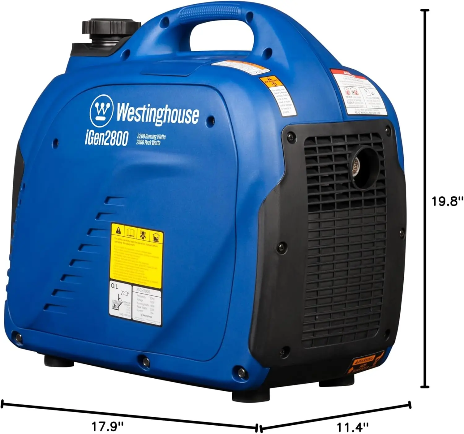 2800 Peak Watt Super Quiet & Lightweight Portable Inverter Generator, Gas Powered, Parallel Capable, Long Run Time