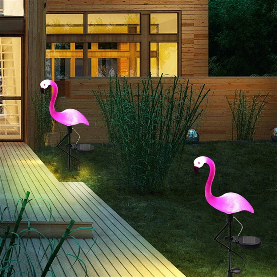 Tirvose Led Solar Tuin Licht Outdoor 1/3Pcs Flamingo Vorm Pad Licht Waterdicht Landschap Gazon Lampen Voor Huis Tuin Decoratie