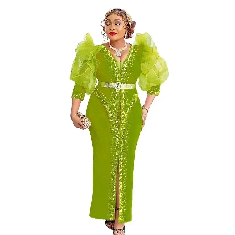 

African Dresses For Women Vetement Femme Dashiki Abaya Diamonds Maxi Dress Africa Clothes Dashiki Ankara Dresses New 2025