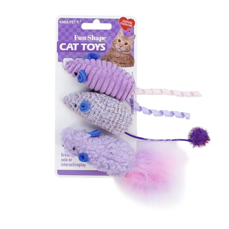 3PCS Catnip Toy Set for Cats, Simulation Mice with Sound, Safe Material, Multiple Colors