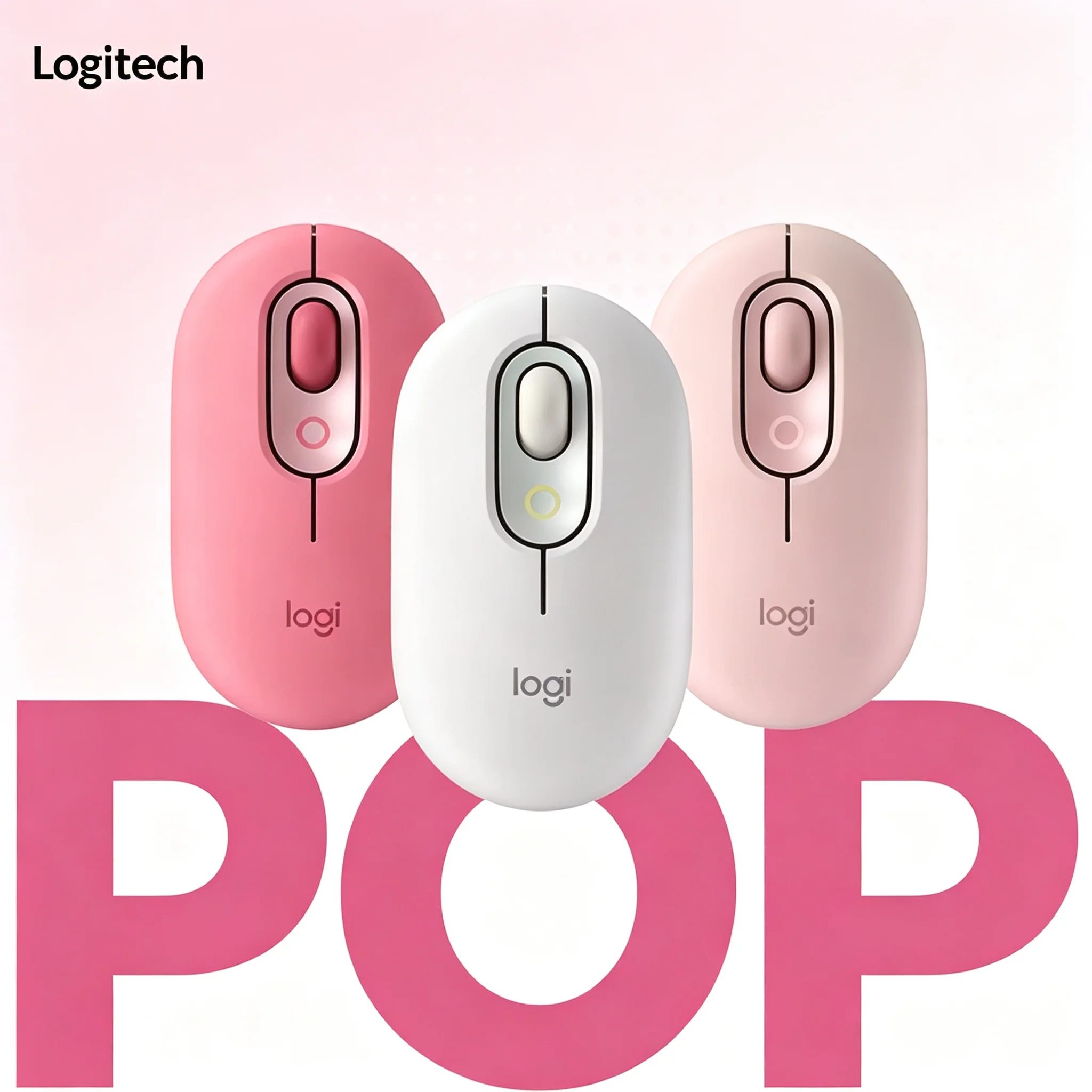 Logitech POP Mouse Wireless Bluetooth Silent Mouse Cute Color Ergonomic Mice for Laptop PC