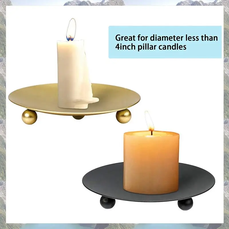 

2025 Trend 24Pack Iron Plate Candle Holder, Pillar Candlestick Holders,For LED & Wax Candles,Incense Cones,Spa,Weddings(Gold+Bla