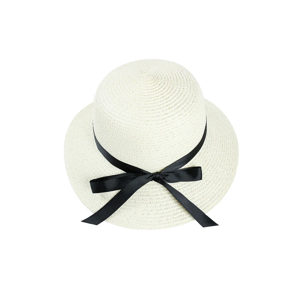 

Straw Bow Sun Hat Woman White Lightweight Fashionable Wide Brim Cap for Beach Travel Outdoor Woman Beach Cap Bowknot