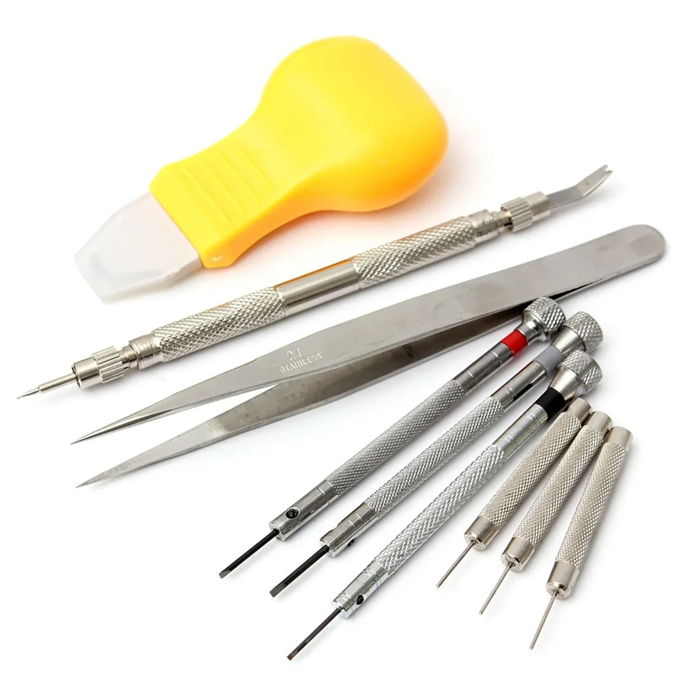

14Pcs Disassemble gadget With hammer Watch Repair Tool Multifunctional Portable Tool Kit All-in-one Case Opener Strap adjustment