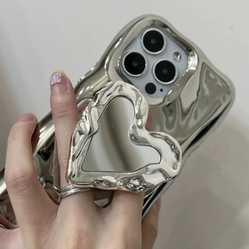 Симпатичный металлический 3D держатель для телефона с любовным сердцем INS, держатель для телефона, держатель-подставка с кольцом на палец для IPhone, Samsung, аксессуары для телефонов