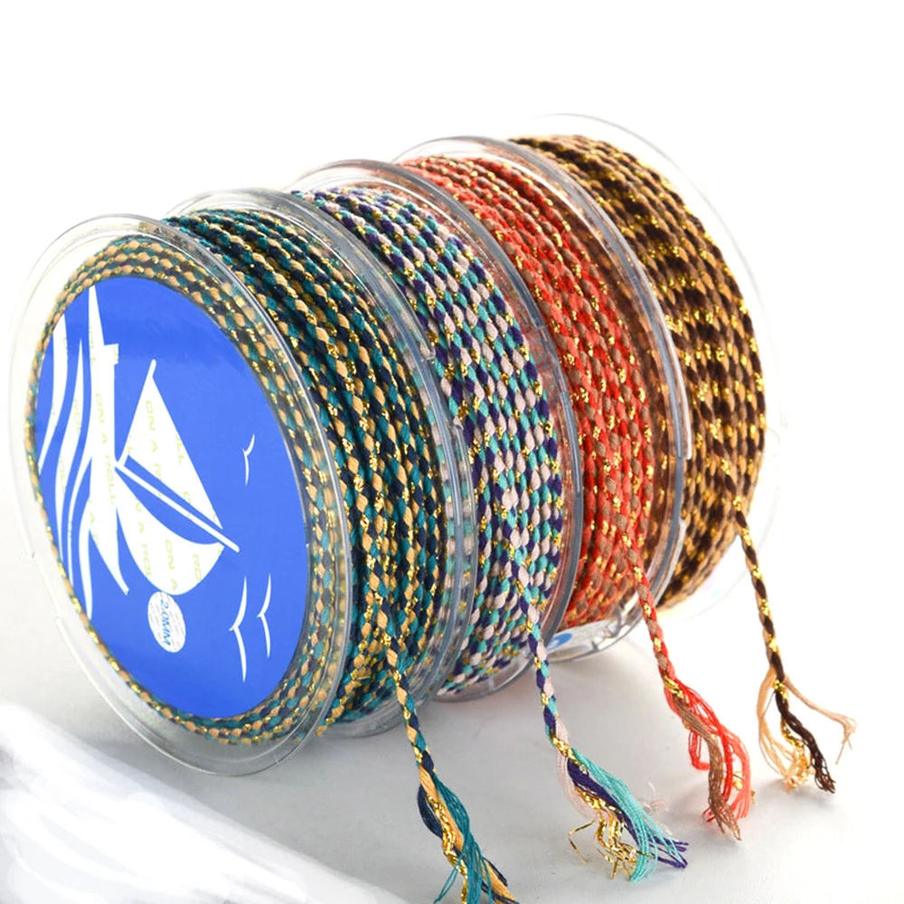 

2MM Colored Gold Thread Woven Cultural And Recreational Rope, Hand-Twisted Cotton Thread DIY Jewelry Making Bracelet, Necklace