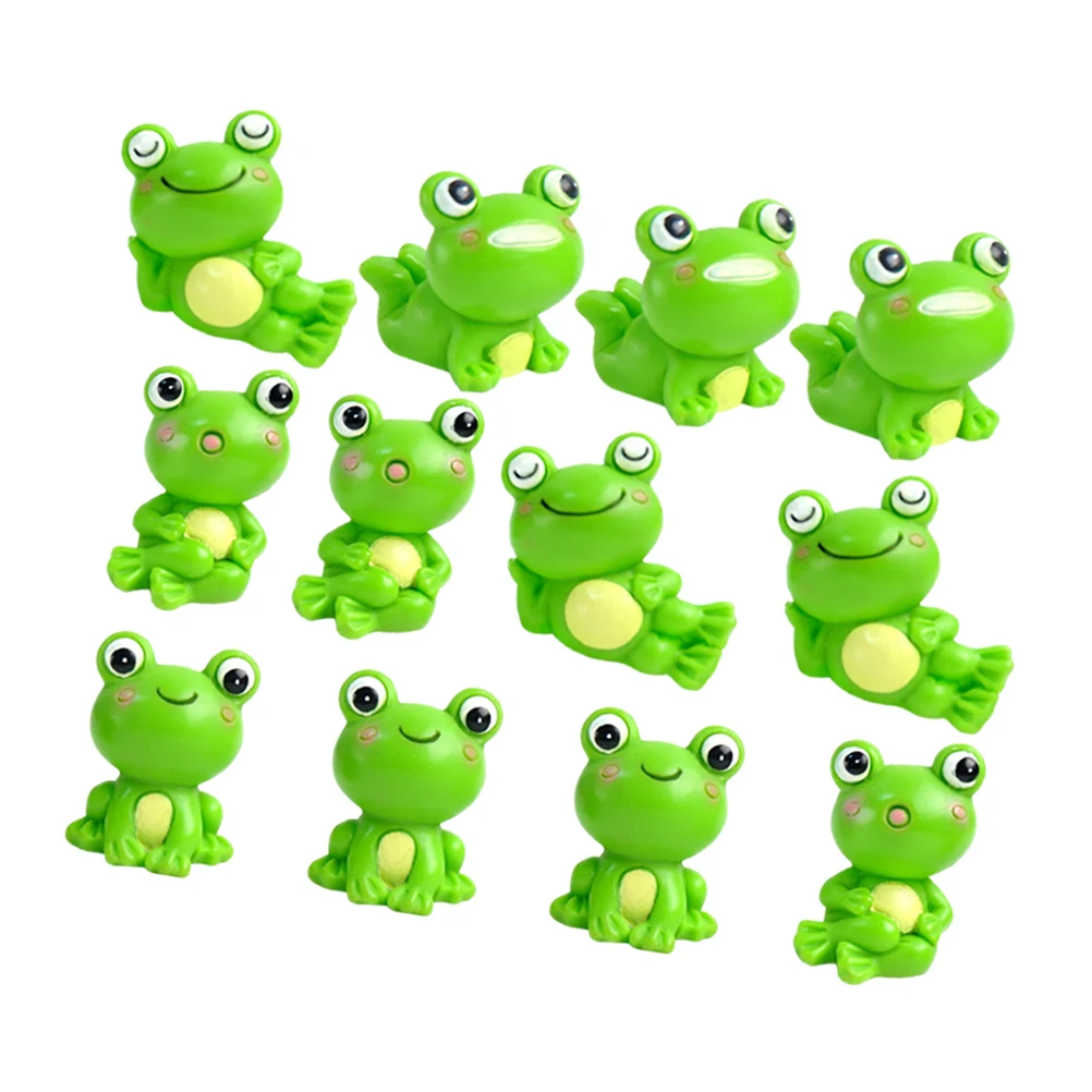 

12 Pcs Frog Ornaments Modeling Decor Garden Statue Decoration Resin Mini Figurines