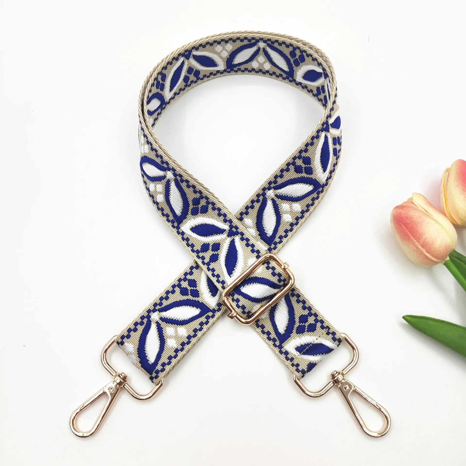 1 Piece 1.50inch Wide Adjustable Handbag Purse Strap Replacement Crossbody Shoulder Strap Magnolia Pattern Jacquarded Strap