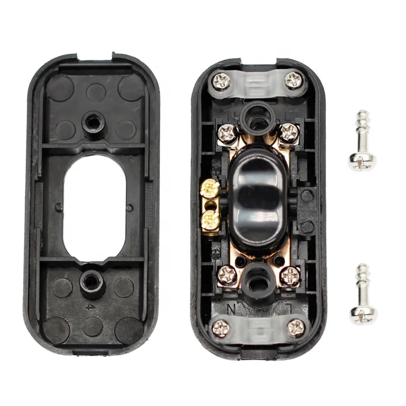 6A 250V DPST Light Emitting Diode Lamp In-Line Rocker Arm Switch for Desk and Floor Lamp with Ground Terminal PA66 Material
