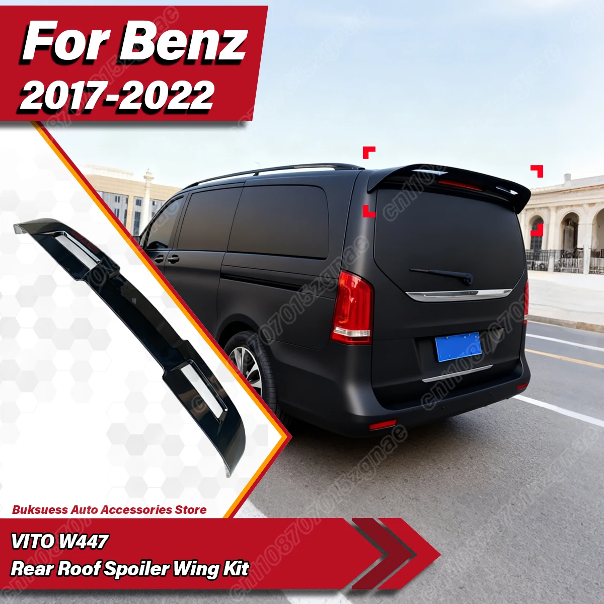 

For Mercedes-Benz VITO W447 V250 V260 2017 2018 2019 2020 2021 2022 Car Rear Roof Spoiler Wing Splitter Body Modification Kit