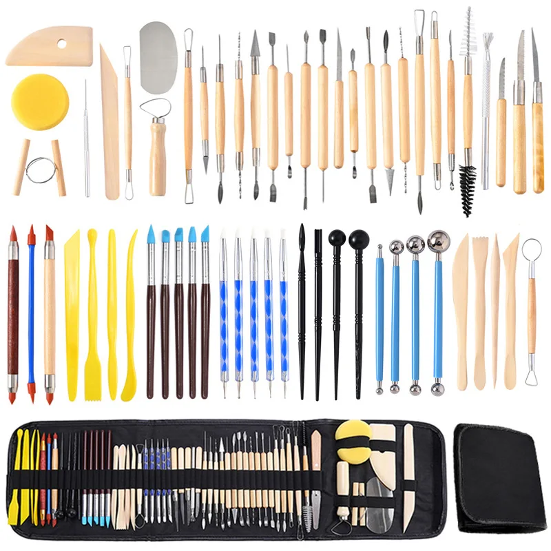 

Ceramic Tools 61pcs/set Handmade Stone Plastic Soft Pottery Carving Knife Clay DIY Silicone Dot Drill Pen Indentation Tool