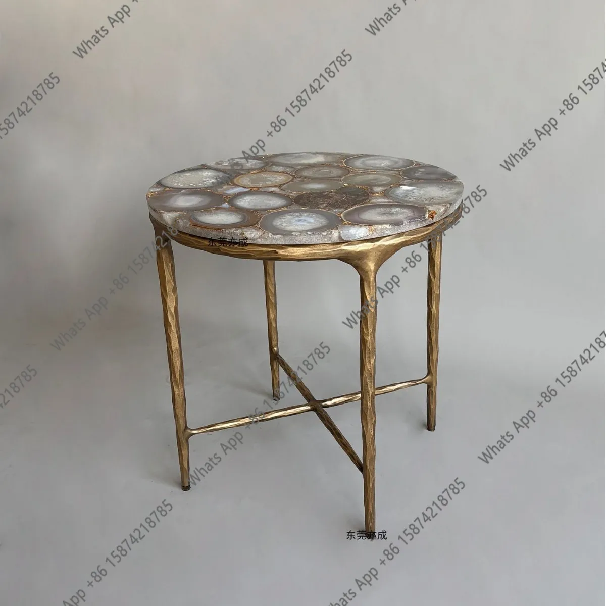 RH American retro forged wrought iron light luxury coffee table villa hotel designer living room antique side table