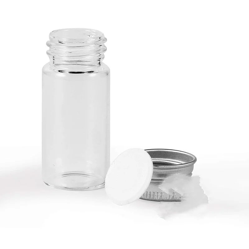 5ml/10ml/15ml/20ml Glass Vials with Screw Caps and Plastic Stoppers, Small Clear Liquid Sample Vial, Leak-Proof Vial, 12PCS