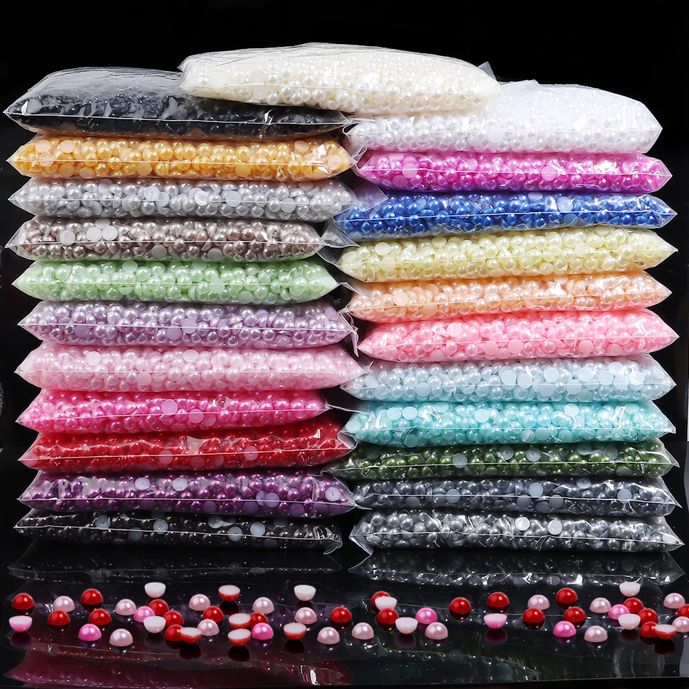 50-500 Stück/Los Halbrunde ABS-Imitationsperlen Flache Cabochons Lose Perlen DIY Handwerk Kopfschmuck Zubehör Schmuckherstellung – Detail 7