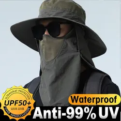 Al aire libre 360 °   Gorra con protección para el cuello para hombre y mujer, sombrilla de secado rápido, pesca, ciclismo, escalada, protección facial extraíble