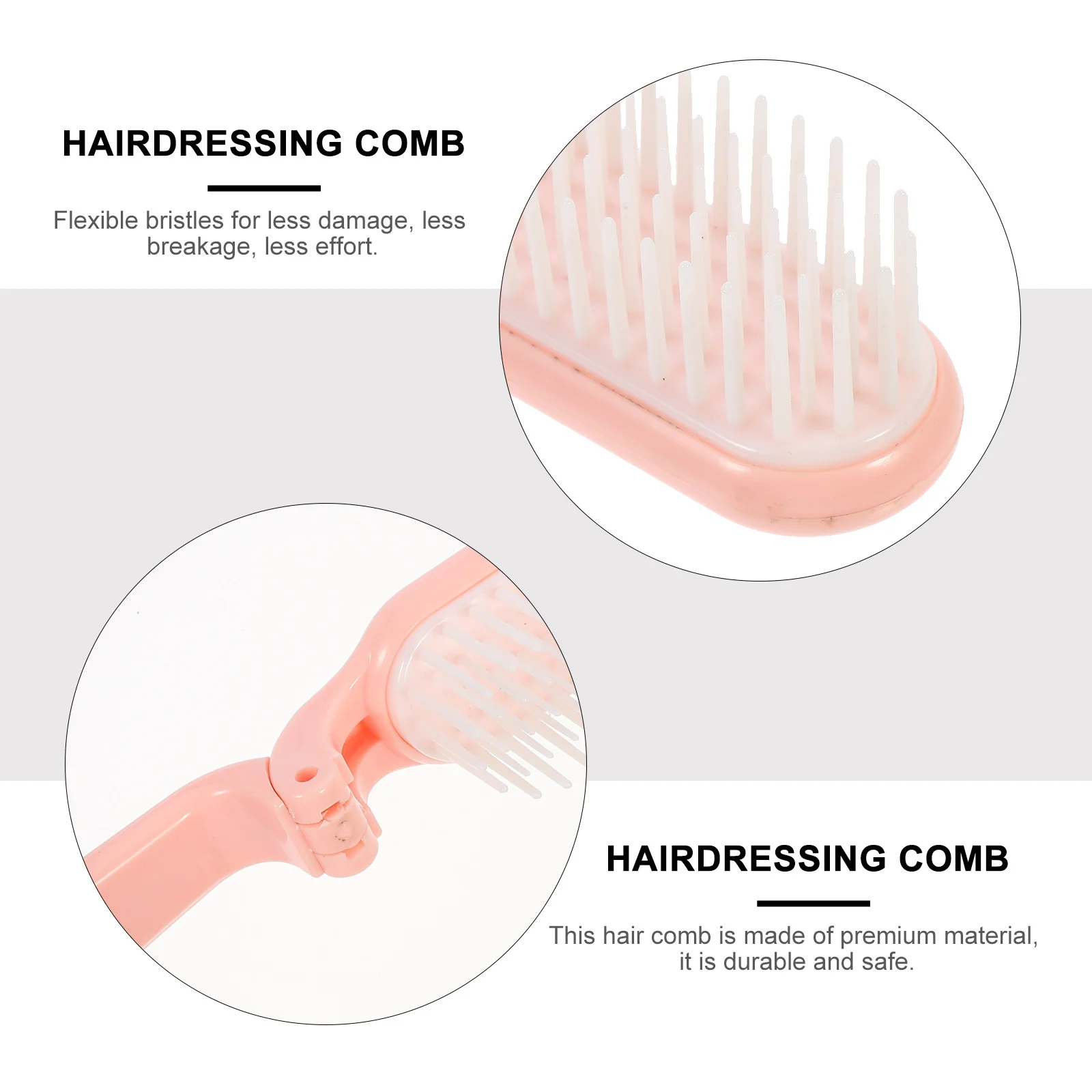 

2Pcs Foldable Hairdressing Comb Flexible Bristles Remover Lightweight for Scalp Massage on The Brush