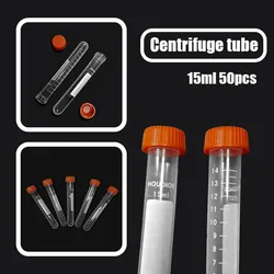 15ml 50Pcs Transparent Centrifuge Test Tube Vial Plastic Container with Lids for Lab Sample Specimen Storage