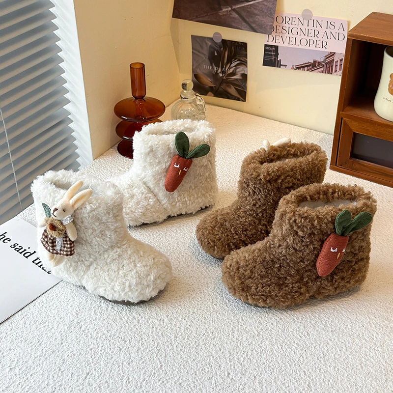 Winter Girls Furry Plush Boots - Kids Outdoor Boots ulasan dan harga