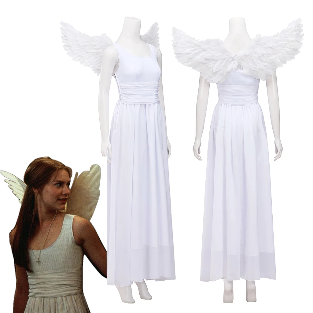 Julieta Cosplay vestido de Ángel película Romeo y disfraz de Julieta Sexy elegante vestido blanco con alas fiesta de Halloween trajes de princesa
