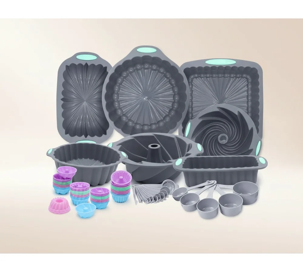 

Набор силиконовых форм для выпечки из 72 предметов, сковороды с антипригарным покрытием для выпечки тортов, хлебов и кексов, легко чистящиеся кухонные принадлежности